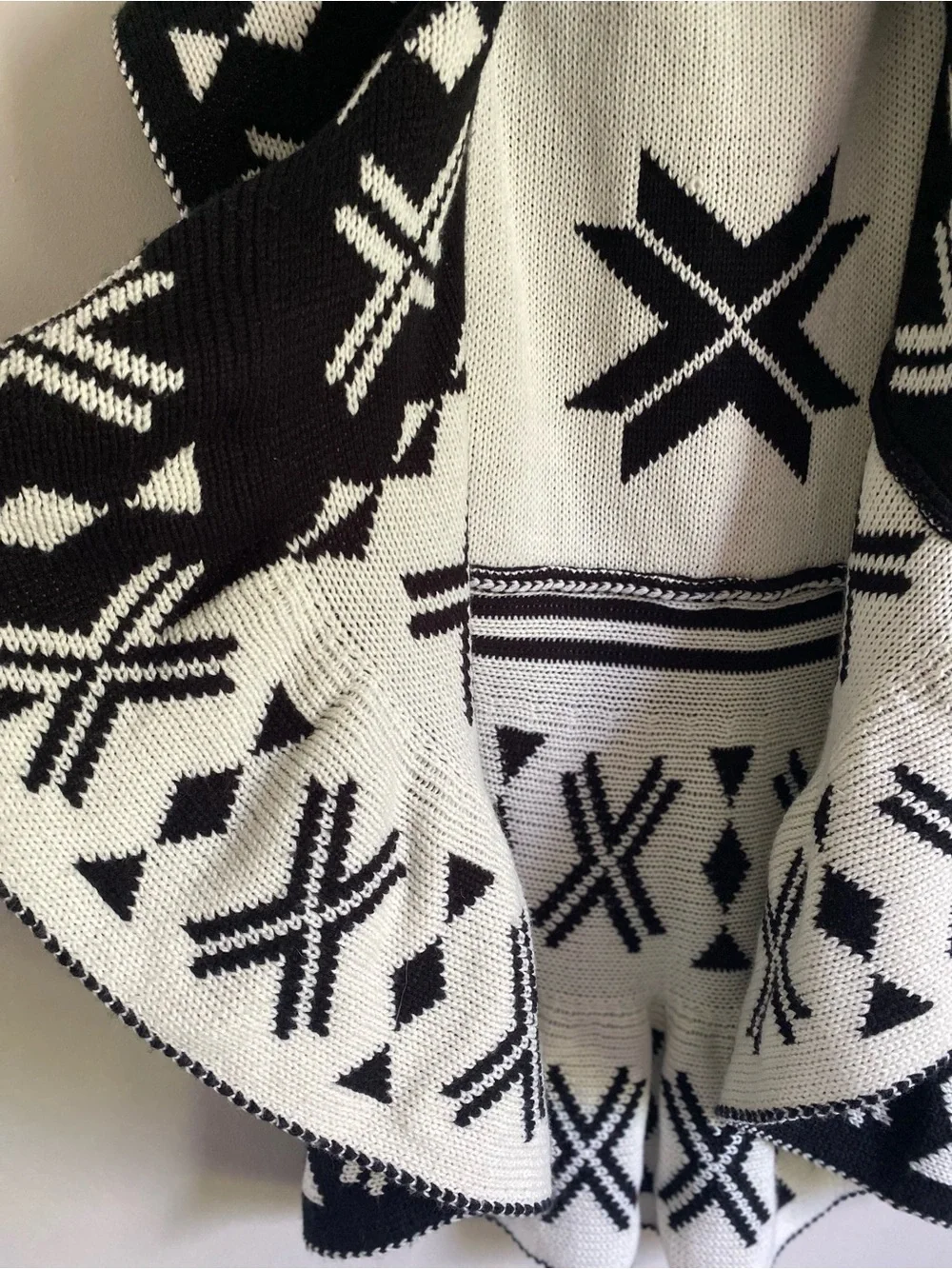 Open Front Cardigan Vest Poncho Plus size Boho Cottage Southwestern Tribal Aztec